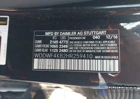 2017 Mercedes-Benz C 300 4Matic/Luxury 4Matic/Sport 4Matic из США, поврежденный, VIN WDDWF4KB2HR259410